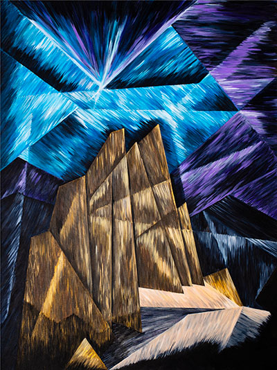 A painting of Snowpatch Spire in the Bugaboos