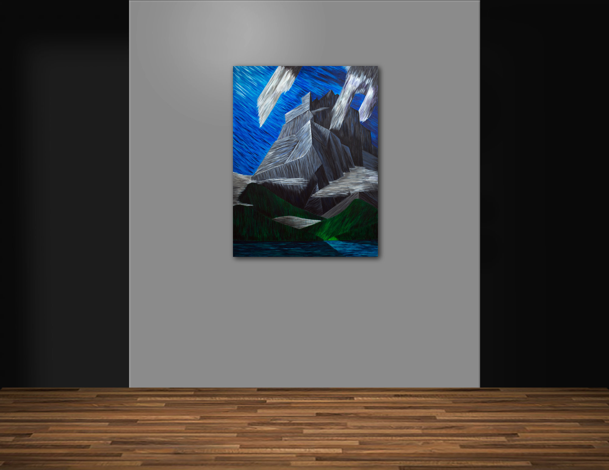 A painting of Windtower in the Canadian Rockies Painting of Windtower, Mount Lougheed
