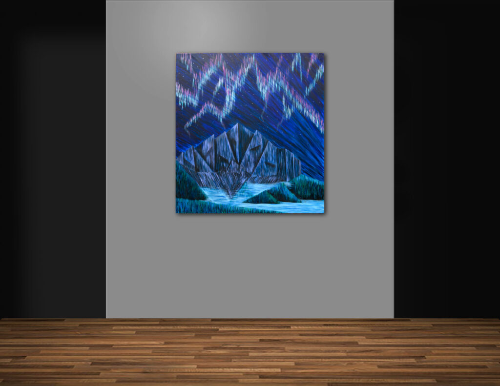 Mount Yamnuska Painting with Aurora